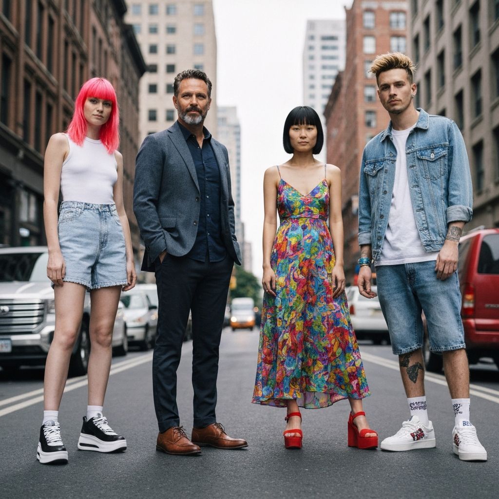 Diverse group of people with stylish footwear